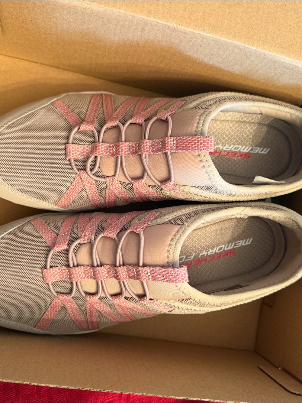 Skechers Women's Slip-On Athletic Sneakers in Pink and Beige - Picture 2 of 3